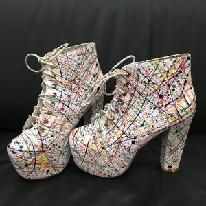 Jeffrey Campbell Paint Splatter Platform Boots